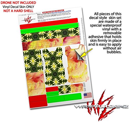 Skin Decal Wrap 2 Pack Compatible with DJI Ryze Tello Abstract Floral Yellow Drone NOT Included