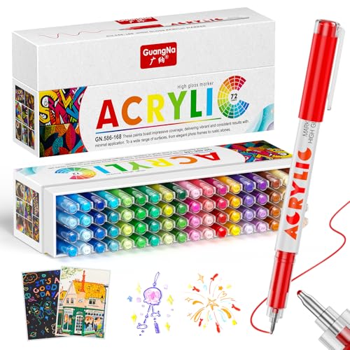 72 Colors Acrylic Gel Pens for Coloring with 30% More Ink