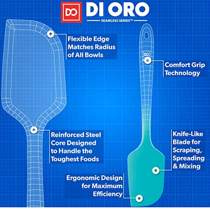 DI ORO Large Silicone Spatula - 600F Heat Resistant, Teal - color: Teal