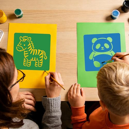 CUTHOLLOW 25 PCS Cartoon Animals Painting Shape Stencils Sets - style: Cartoon animals