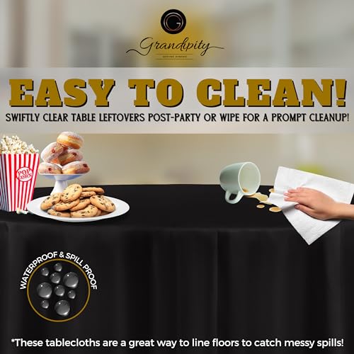 Grandipity Plastic Table Cloth Disposable 12 Pack 84" Round Black - color: Black, size: 84in. Round