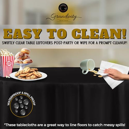 Grandipity Plastic Table Cloth Disposable 12 Pack 84" Round Black - color: Black, size: 84in. Round