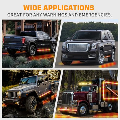 XRIDONSEN 70 inch Running Board Strobe Lights Amber Red Emergency Lights - color: Amber/Red