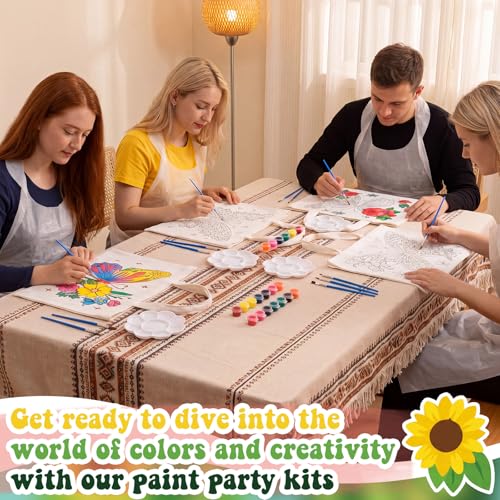 Locmeo 10 Set Paint and Sip Canvas Bags Pre Drawn Kit,Butterfly - style: Butterfly