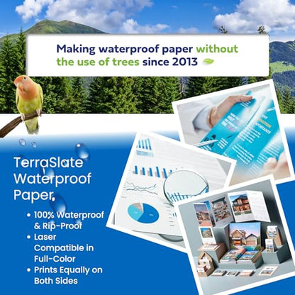 TerraSlate Copy Paper Waterproof Laser Printer, Rain Weatherproof, 5 Mil, 8.5x11-inch, 500 Sheets - size: 500 Sheets