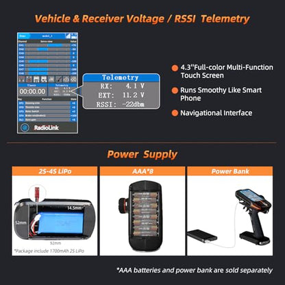 Radiolink RC8X 8 Channels RC Transmitter with R8FG&R4FGM Gyro Receivers