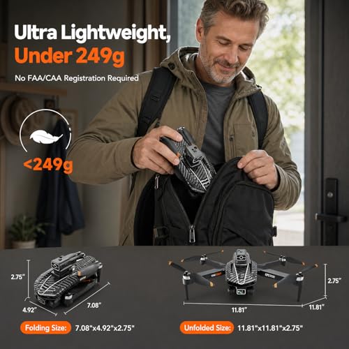GPS Drones with 4K Camera for Adults EIS, 5G RC Drone with 4.5" HD Screen - color: Black