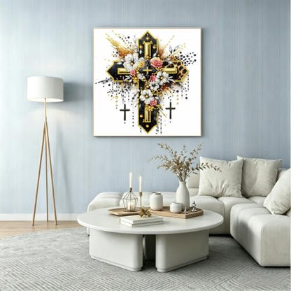 Cross Special Shape Diamond Painting for Adults Beginner,Dot Art 12 x 16 In - color: DE031