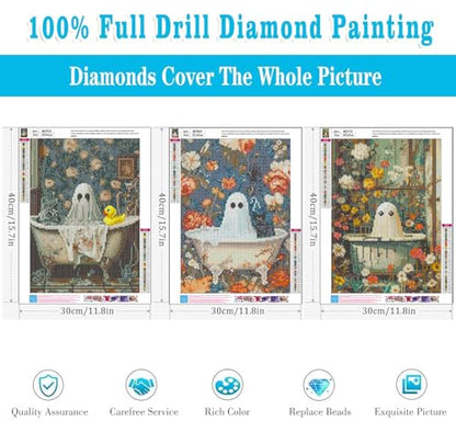 3 Pack Diamond Art Kits for Adults Halloween Diamond Painting Kit 12x16inch - color: 3 Pack Halloween-D, size: 11.8 × 15.7 in (30 × 40 cm)