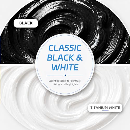 Falling in Art Large 135.2 Oz Black&White Acrylic Paint, Non-Toxic - color: Black and Titanium White
