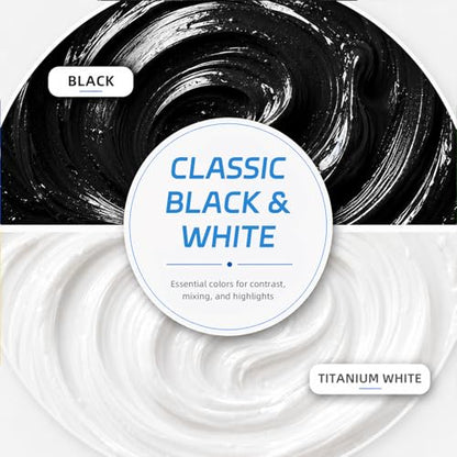 Falling in Art Large 135.2 Oz Black&White Acrylic Paint, Non-Toxic - color: Black and Titanium White