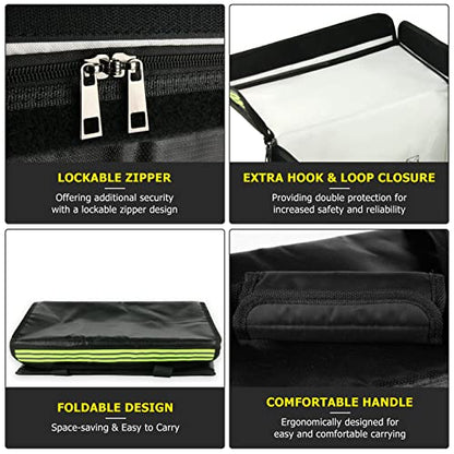 ROLOWAY Lipo Battery Bag (15 x 8.5 x 10 inch), Large Fireproof Lipo Ebike Bag with Comfortable Handle, Reflective Strip