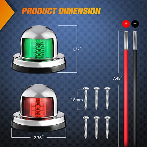 Nilight Marine Boat Navigation Light 2PCS 8LED Red Green Bow Lights - color: 8LED Navigation Light-2Pcs