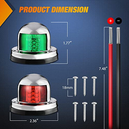 Nilight Marine Boat Navigation Light 2PCS 8LED Red Green Bow Lights - color: 8LED Navigation Light-2Pcs