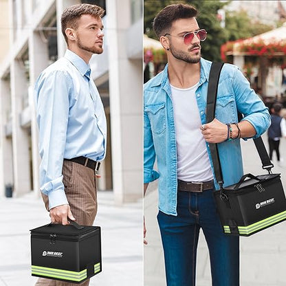 ImnBest Lipo Safe Bag Fireproof, Explosion-proof Bag, Large Capacity, Fireproof Safe, Lipo Battery Storage Box, Protective Safe Bag for Charging and Storing (Black+Grid Classification) - color: Black+Grid Classification