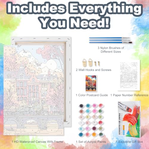 Kalonyth City Framed Paint by Numbers Kit for Adults Beginner 8x12 inch - color: Frame-OP-US01