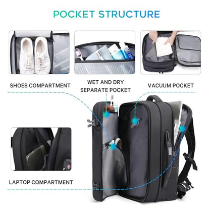 BANGE Air Compression System Backpack with electronic scaleVacuum Compression Travel Backpack,Expandable Backpacks with Pump for Airplanes (With Air Pump) - style: With Air Pump