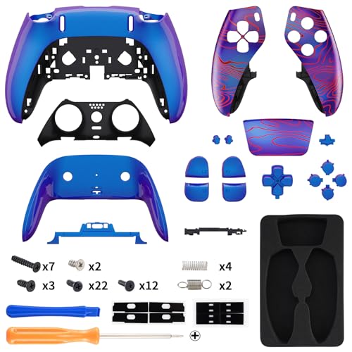 eXtremeRate Full Set Shell with Buttons Touchpad Cover Compatible with p s 5 Edge Controller, Damascuscamo Replacement Decorative Trim Shell Front Back Plates Compatible with p s 5 Edge Controller - color: Damascuscamo