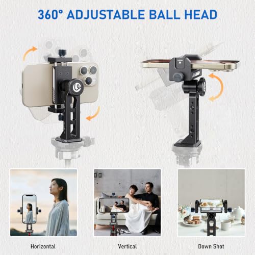 Ulanzi MA53 Universal Phone Tripod Mount Clamp, Metal with Dual Cold Shoes