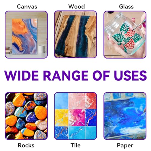 OPHIR Metallic Acrylic Pour Paint Kit, 6 Colors for Fluid Art Projects - color: 6 Metallic Colors Set