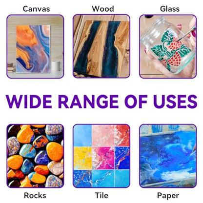 OPHIR Metallic Acrylic Pour Paint Kit, 6 Colors for Fluid Art Projects - color: 6 Metallic Colors Set