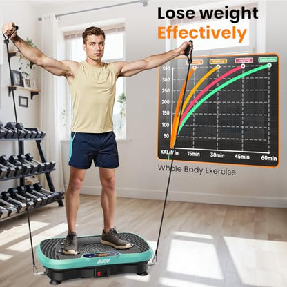 AXV Vibration Plate Exercise Machine Fitness Platform Body Vibrating Board - color: SLIM.GREEN