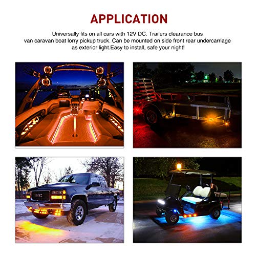 Nilight 3/4" Round LED Clearance Marker Lights, Amber, 10-Pack - color: Amber 10Pcs