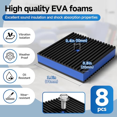 8 Pack 4 x 4 Inch Anti Vibration Pads, Rubber Isolation Pads - color: 4 X 4 - 8 Pcs
