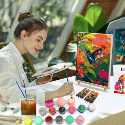 HeeBenor Framed Paint by Numbers Kit for Adults, Hummingbird, 8x12 Inch - color: Hummingbird 009