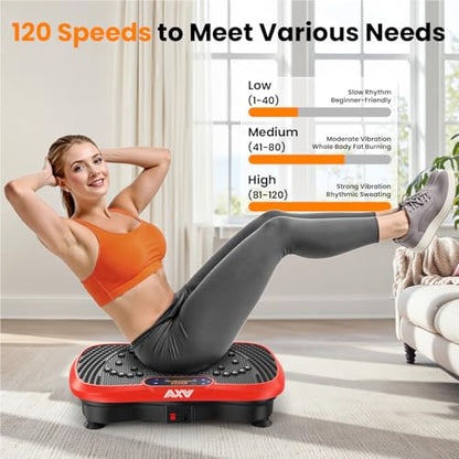 AXV Vibration Plate Exercise Machine Fitness Platform Body Vibrating Board - color: SLIM.RED