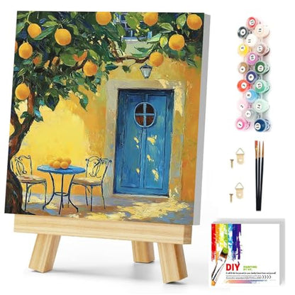 Gemozaic Lemon Tree Paint by Numbers Kit for Adults with Frame and Easel - color: BKH2151