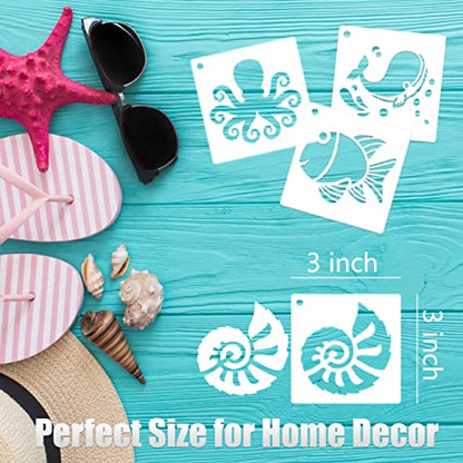 Sea Life Stencils for Kids, 64 Pcs 3 Inch for Cards Rocks Journals - color: Ocean