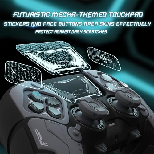 PlayVital for ps5 Edge Controller Silicone Cover Skin - Stellar Mecha Anti-slip Grip Protector for ps5 Edge Controller with Joystick Cap & Sticker, Shockproof Case - Black & Gunmetal Gray - color: Black & Gunmetal Gray