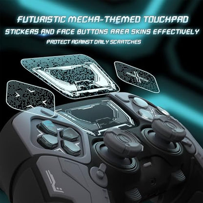 PlayVital for ps5 Edge Controller Silicone Cover Skin - Stellar Mecha Anti-slip Grip Protector for ps5 Edge Controller with Joystick Cap & Sticker, Shockproof Case - Black & Gunmetal Gray - color: Black & Gunmetal Gray