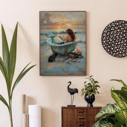 Mermaid bathtub Paint by Numbers Kit for Adults Beginner (Without Frame) - color: YH04867