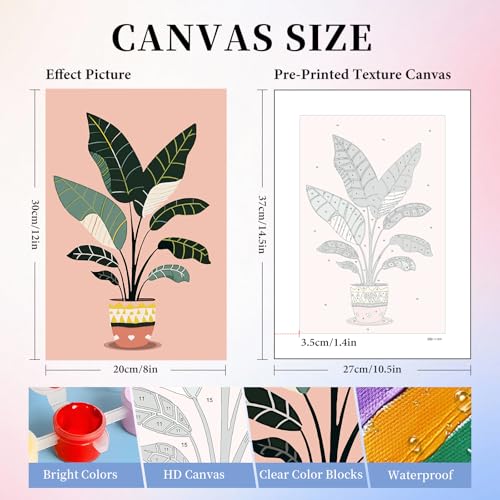 6 Pack Paint by Numbers Kit for Adults, Green Plants Canvas Painting Set - color: Plants-1