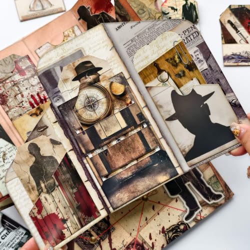 Junk Journal Kit Mystery Detective Ephemera Set for Crafts - color: Mystery_file