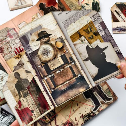 Junk Journal Kit Mystery Detective Ephemera Set for Crafts - color: Mystery_file