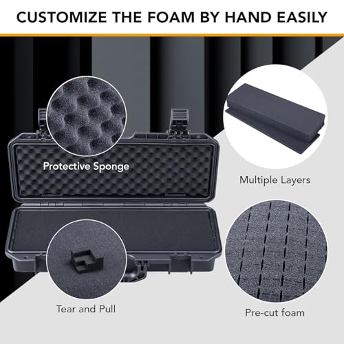 Lykus HC-4210 Waterproof Hard Case with Foam, Inner Size 16.14*4.72*2.95in - size: HC-4210