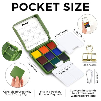 Funto Mini Watercolor Travel Set, Pocket Palette Kit For Urban Sketching - style: Utility Set