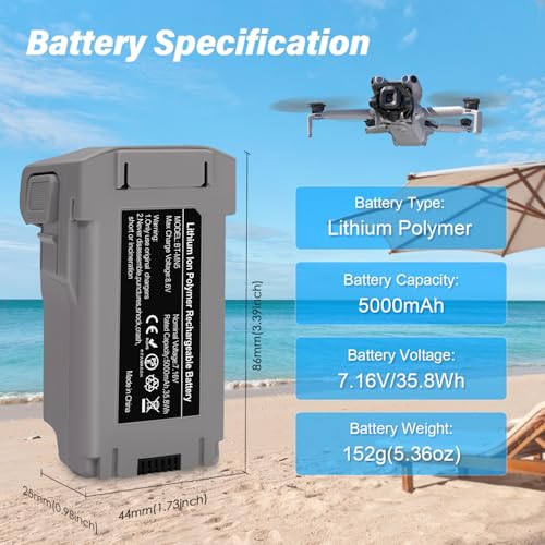 Mini 5 Pro Intelligent Flight Battery 2Pack 7.16V 5000mAh High Capacity Replacement Battery Compatible with Mini 5 Pro Up to 47 Mins Flight Time - size: 2 Pack