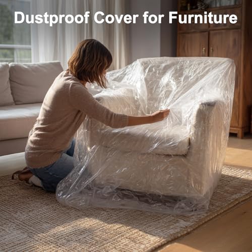 6pcs 9x12ft Painter Plastic Drop Cloths Sheet,Waterproof Anti-dust Cover, Disposable Tarp for Painting for Couch/Furniture Cover - size: 6pack
