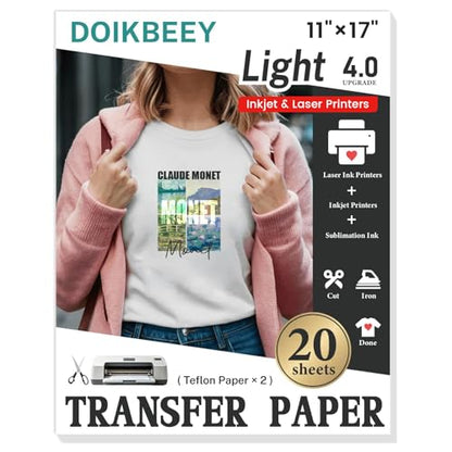 Heat Transfer Paper - 20 Sheets, 11" X 17" Light Iron On Transfer Paper - color: Light(20 Sheets)