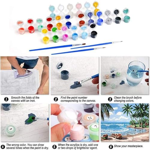 askkqtx Landscape Paint by Numbers Kit for Adults Frameless 16x20 Inch