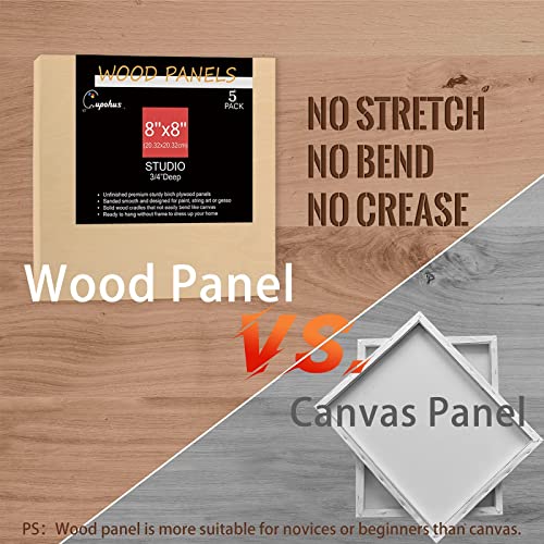 Cupohus 8'' x 8'' 5 Packs Unfinished Wood Canvas Panels for Painting - size: 8" x 8"