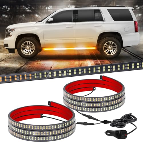 XRIDONSEN 2PCS 60 inch Running Board Strobe Lights Strip Amber White - color: Amber/White