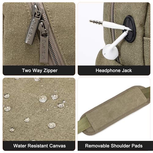 Cwatcun Sling Camera Bag Canvas, Compact Crossbody Case with Rain Cover - color: Green, size: Small