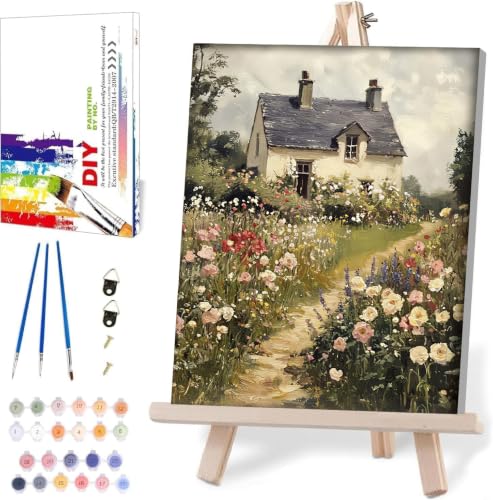 WUDWL Paint by Numbers Kit for Adults Framed Canvas, with Wooden Easel - color: YH04246