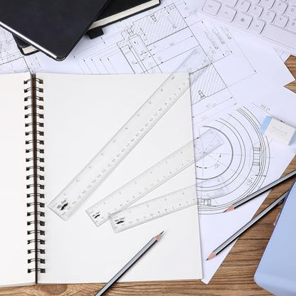 Mr. Pen- Clear Ruler Set, 3 Pack, 6", 8" and 12 Inch, Easy-to-Read Markings