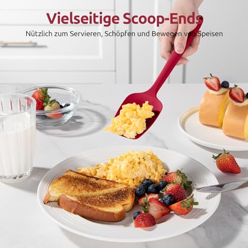 U-Taste 600ºF Heat Resistant Silicone Spatulas for Cooking, 4Pcs/Red - color: Red